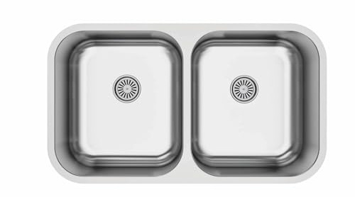 Cata Fregadero Cocina Bajo Encimera 2 Senos CB-2 /B Cuadrado, 79x46 cm, Profundidad 20 cm, Fonoabsorbente, Accesorios Incluidos, Instalación en Mueble de 90 cm, Acero Inoxidable Gris