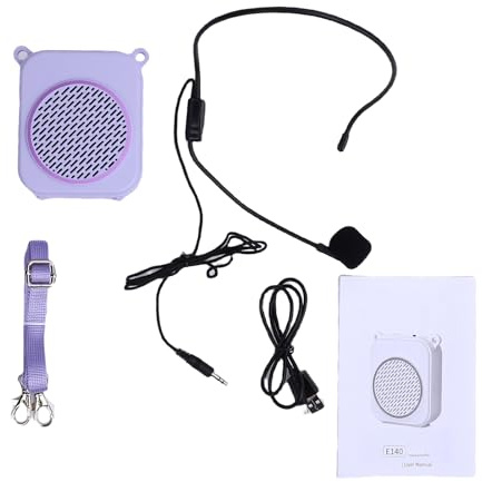 WOHPNLE Amplificateur Vocal avec système de sonorisation et Micro, 10 W, Son Clair, connectivité sans Fil, Microphone de Salle de Classe, Casque, amplificateur Vocal Portable, Micro sans (Purple)