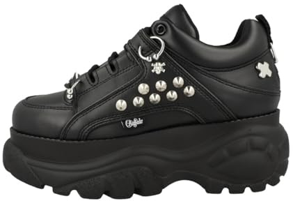 Buffalo Women's 1339-14 PUNK Platform Studded Black Vegan Nappa Lace-Up Sneakers - Black 5