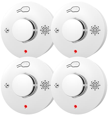 WARROXIDE Smoke Detector, Fire Alarms for Home, Battery Powered Photoelectric Smoke Alarm with Test/Mute Button (Not Include Batteries),4 PCS