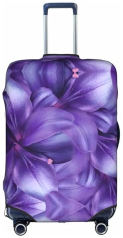 yagDAA Housse de protection pour valises de 45,7 à 81,3 cm Motif fleurs de lys Violet, blanc, L
