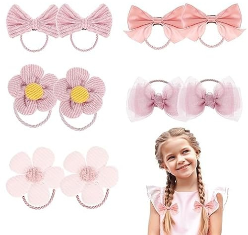 20 stycken blomband hårring, rosa tyg hårsnodd för barn, elastiskt elastiskt band som inte skadar håret, modeaccessoarer för hår.