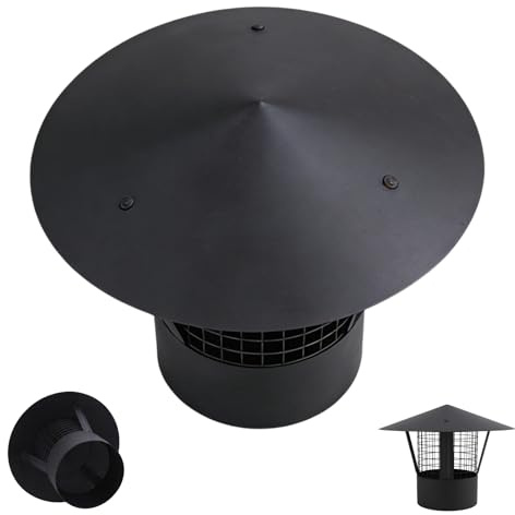 Cappello per Camino in Acciaio Inox, 12.5 13.5 15.3 200mm Terminale Canna Fumaria Antivento e Antipioggia, Cappello di Pioggia del Tetto, Comignolo Antivento per Stufa Pellet(200mm/7.9in)