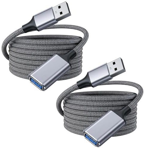 Ucfalfo 2Pcs USB Extension Cable 2M, USB 2.0 Type A Male to Female Extension Cables, USB Extender Cables High-Speed Data Transfer, Compatible with Gamepad, Printer, Webcam, USB Keyboard, Flash Drive