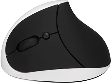 Erchineko Ratón Vertical para Zurdos, Ratón Ergonómico Inalámbrico de 2,4G, Recargable para Zurdos con Adaptador USB, dpi Ajustable para PC y Portátil (Blanco Negro)