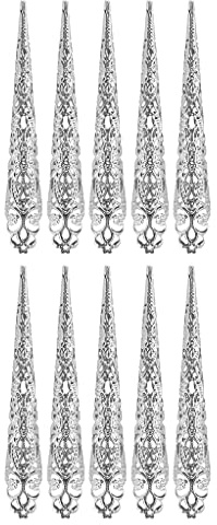 Juego de anillos para punta de uñas de dedo para disfraz antiguo, accesorio de decoración de uñas, protector de nudillos, anillos para la punta de los dedos para mujeres, oro, plata, plata para