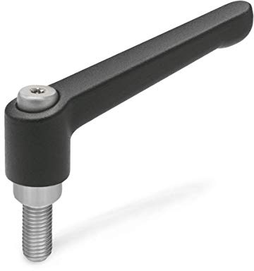 Ganter Normelemente - Verstellbare Klemmhebel mit Außengewinde - Edelstahl-Einsatz GN 300.1-45-M6-25-SW