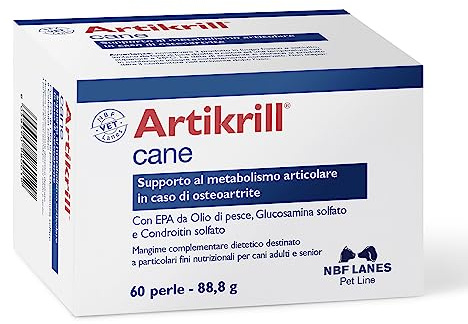 NBF Lanes | Artikrill Cane, 60 Perle Appetibili, Supporto Metabolismo Articolare in caso di Osteoartrite in Cani Adulti e Senior