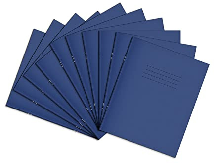 Rhino 8 x 6,5 Schulhefte, 48 Seiten/8 mm, liniert mit Rand, Notizbuch, 10 Stück, Schreibbuch, Büro & Schule, Schreibwaren, Dunkelblau