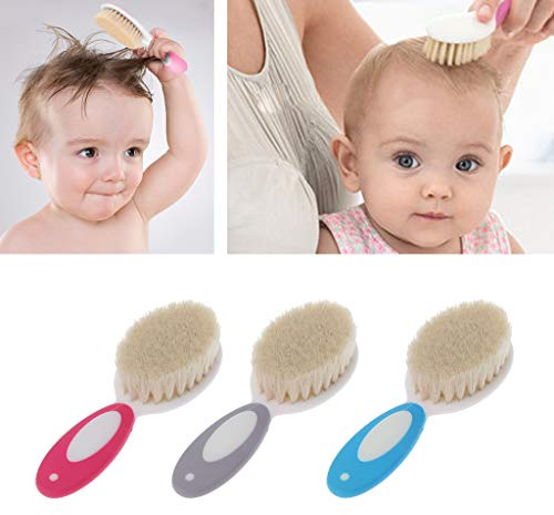 Lazder Baby Care Baby-Bürste aus reiner natürlicher Wolle, für Neugeborene, Haarbürste für Kleinkinder, Kopf-Massagegerät