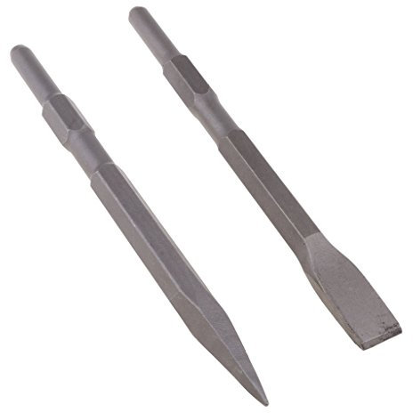 Backbayia 17mm Ciseau à Pointe Hexagonale et Ciseau Plat pour Marteau électrique, Pic électrique
