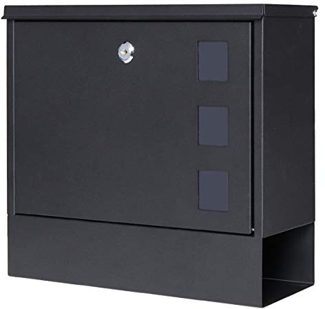 Lockable Mailboxes with Keys,Outdoor Wall Mounted Mail Box with Large Capacity,14 3/10 x 4 1/10 x 11 4/5,Black