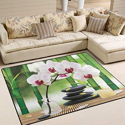 Mnsruu Teppich mit schönem Blumen-Zen-Stein, Bambus, Teppich für Wohnzimmer und Schlafzimmer, Textil, multi, 160cm x 122cm(5.3 x 4 feet)