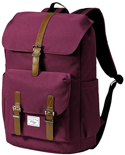Kasgo Sac à Dos Femme Grand Antivol Sac a Dos Ordinateur 15,6 Pouces Imperméable Vintage Cartable Fille Ados pour Travail Affaire Voyage École Bourgogne