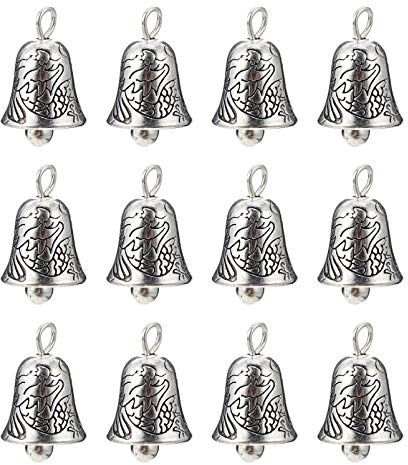 EXCEART 20pcs Christmas Bell Charms Pendants Tibetan Silver Jingle Bell Alloy Connector Dangle Beads for DIY Necklace Bracelet Jewelry Making Findings Crafts