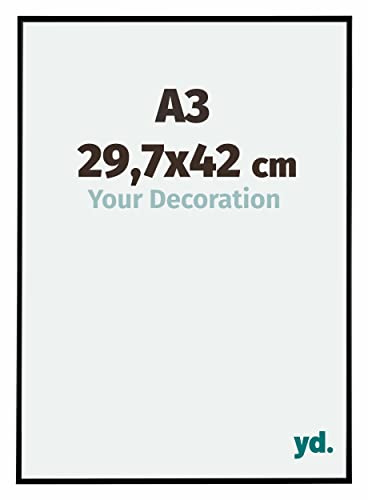 Your Decoration - Bilderrahmen DIN A3 29,7x42 cm - Schwarz Matt - Bilderrahmen aus Kunststoff mit Acrylglas - Antireflex - DIN A3 29,7x42 Rahmen - Evry
