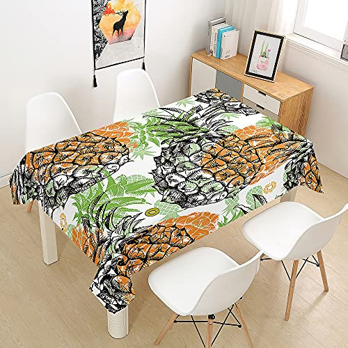 Hiseng Tischdecke Tischtuch Wasserabweisend Drucken Tischdecke, Rechteckige Tischdecke Abwaschbar Größe Wählbar für Home Küche Dekoration (Tropische Frucht,100x140cm)