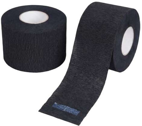 2 Rollen Barber Neck Strips Einweg Strentchy Papier Nackenbänder Friseur Stretchy Wrap Barber Zubehör für Salon Haarschnitt Styling (schwarz)