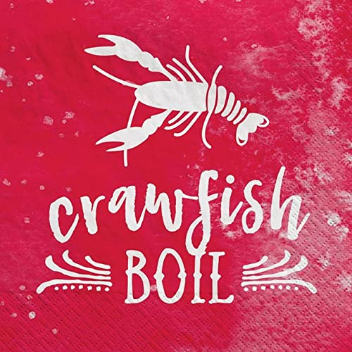 Crawfish Red Beer Beverage Napkins LARGE 6.5in x 6.5in Seafood Boil Party Red Lobster crab Creole Cajun Cocktail Mardi Gras