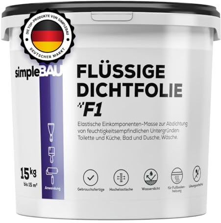 simpleBAU Dichtmasse Wasserdicht 15kg Lösemittelfrei Einkomponente Fliesen