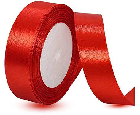 IMSOLDECOR Satinband Rot 25mm, 23m Geschenkband für Geschenkverpackungen | Bänder für DIY-Basteleien, Blumensträuße, Nähprojekte, Schleifenherstellung, Geburtstags& Hochzeitsdekorationen