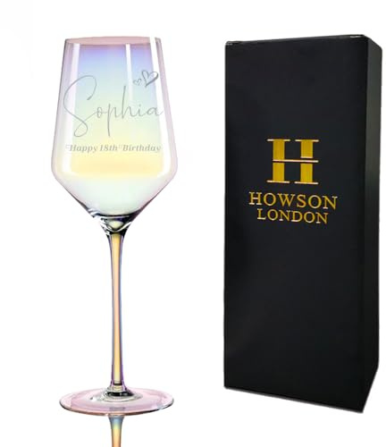 EDSG Personalised Wine Glass Engraved for Mum - Birthday Gift 21st 30th 40th Red Wine Glass With Gift Box - Wedding Anniversary Christmas Custom Gift With Any Text (Design 3)