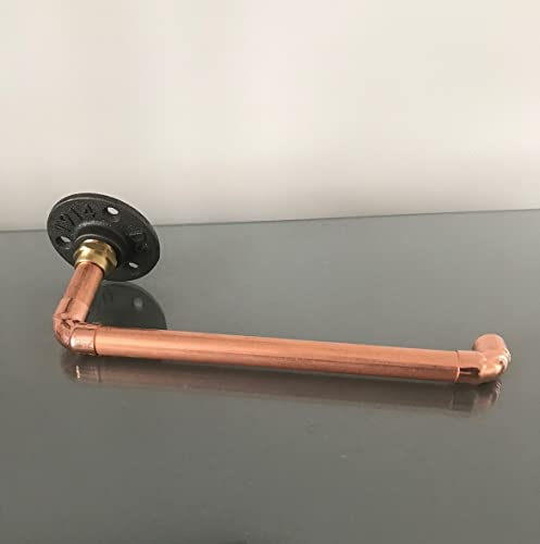Wall mounted copper pipe kitchen towel paper roll holder handmade handcrafted home decor