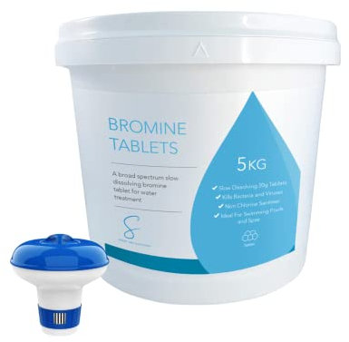Sweet Spa Solutions Hot Tub Bromine Tablets 5kg with Floating Dispenser - 20g Bromine Tablets Hot Tub, Spa and Swimming Pool Water Treatment