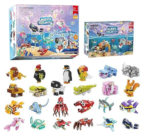 KYLON Meerestiere für Iego Adventskalender 2025, Adventskalender 2026, 24 Stück Bausatz, 24 Kleines Tiere + 2 Groß Tieres Modell Set Weihnachten 2026