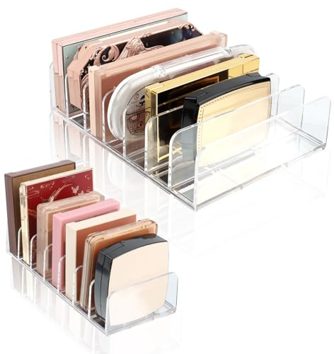 VFANDV Organizer per Cassetti, 2 Pezzi Organizer per Palette 7 Compartment Organizer per Trucco in Acrilico Organizer per Cosmetici Porta Portaoggetti Cosmetica per Bagno Vanity Scrivania