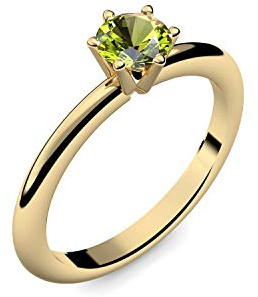 Goldring Peridot 585 + inkl. Luxusetui + Peridot Ring Gold Peridotring Gold (Gelbgold 585) - Precious Amoonic Schmuck AM195 GG585PEFA