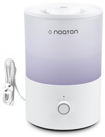 Noaton Essential Humidificateur Ultrasons et Diffuseur 3,3L, pour bébé et plantes, remplissage par le haut, 33 heures, lumières LED, contrôle de la brume, veilleuse…