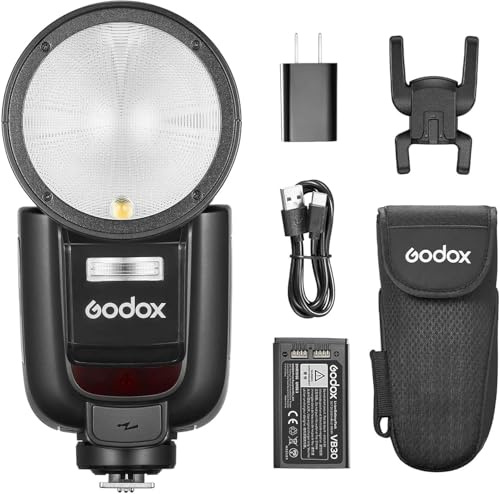 Godox V1 Pro N Kamerablitz Speedlite 2,4 G Wireless + 1/8000 s HSS + 1,3 s Recyclingzeit + M/TTL-Blitzmodus + Abnehmbarer Sub-Blitz Speedlite