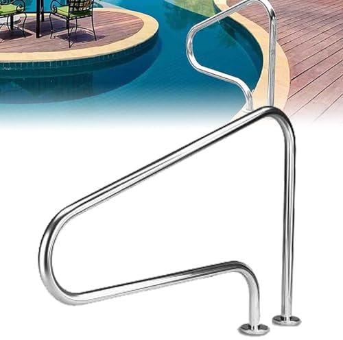Edelstahl-Pooltreppe Mit 3 Biegungen, Doppelter Pool-Handlauf, Pool-Handlauf, Rücklauf-Deck-Handlauf Mit Schnell Zu Installierender Grundplatte, Geeignet For Pools, Spas, Wasserparks, Rampen (Size :