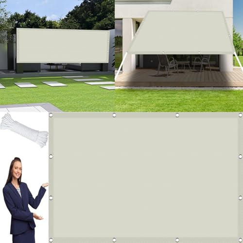 Tenda a Vela Ombreggiante 3.5 x 4.2 m con Corda di Nylon e Occhiellato Telo Parasole Ombreggiante Facile da Installare per Piscina Campeggio Posto Auto Coperto, Beige