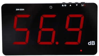 Digital Schallpegelmessgerät 9,6Zoll Wandhängend Dezibel Messgerät Geräuschtester 30-130dB Lärmtester Lautstärkemesser mit Alarmfunktion und Hintergrundbeleuchtung