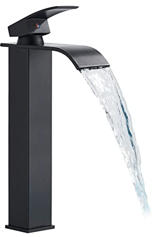 Robinet de salle de bain noir cascade haute cascade mitigeur de lavabo hevenaov moderne cascade mitigeur monocommande en laiton pour salle de bain