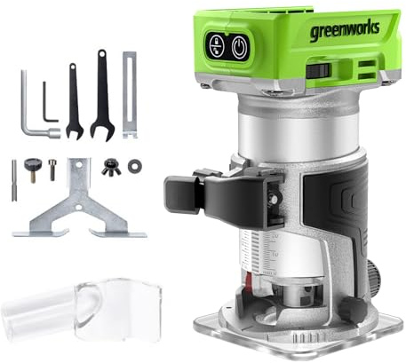 Greenworks Défonceuse à bois compacte sans fil 24 V, 5 vitesses variables, 30 000 tr/min, légère, outil uniquement