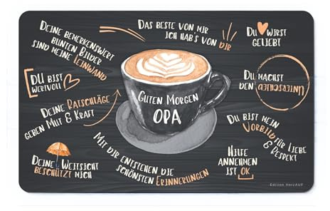 Frühstücksbrett „Guten Morgen Opa“ – Geschenk für Opa zum Geburtstag, Vatertagsgeschenk für Opa, Geschenk von Enkelkindern, liebevolle Botschaft, robust & langlebig