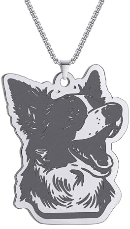 XIPIEIO Kette Hundemarke Unisex HalsketteBorder Collie Halskette Frauen Männer Schmuck Tier Anhänger Halsketten Geschenk