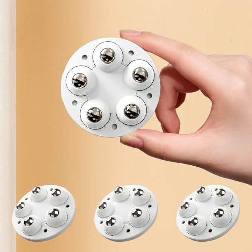 Self Adhesive Caster Wheels for Appliances, 360° Swivel Small Appliance Slider for Kitchen Appliances, Such As Storage Box,Rice Cooker, Coffee Maker, Small Furniture Casters Set of 4 Pack, White