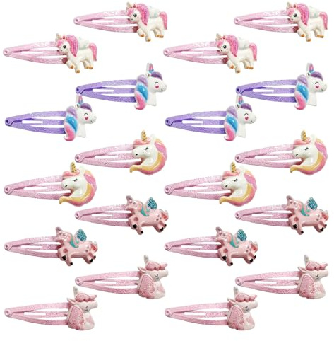 Lot de 20 barrettes à cheveux licorne brillantes pour fille - Jolies pinces à cheveux - Convient pour les filles, les enfants, les bébés