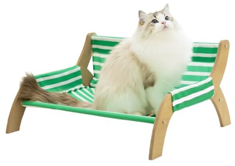 Katzenbett – atmungsaktives Katzenbett | leichtes Holzbein erhöhtes Katzensofa | langlebiger Stuhl | vielseitige Lounge für Wohnung, Wohnung, drinnen und draußen