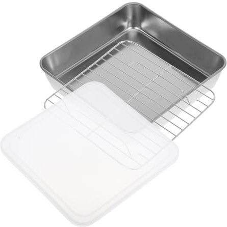 KOMBIUDA 1 Ensemble Ensemble de moules à pâtisserie en Acier Inoxydable congélateur Cool Cuisiner rectangulaire Accessoires de Barbecue rôtissoire à Poisson Gel de silice