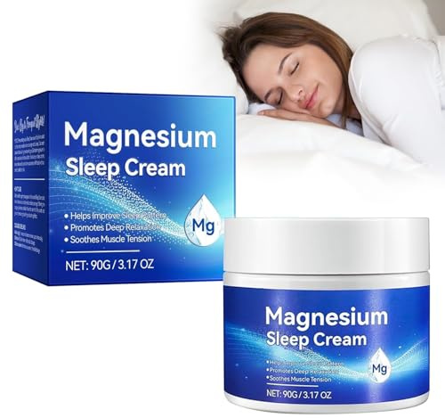 Magnesium Sleep Cream, Magnesium Sleep Cream, Schlafcreme Magnesiumöl, Enthält natürliche Lavendel, Mandelöl und Vitamin E zur Entspannung, schnelle Absorption und Hautpflege, 90g