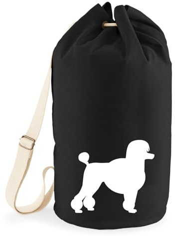 Huuraa Seesack Pudel Silhouette 20 Liter Black Baumwolle Rucksack Geschenkidee