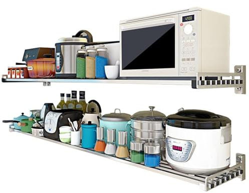 JFBHSD Mensole A Parete, Mensole Sospese, Mensole for Microonde for Cucina, Bagno, Ripostiglio(140 * 38cm)