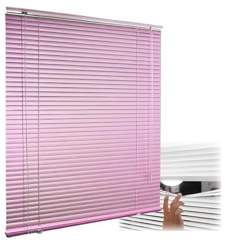 Jalusienen Fenster Innen Alu-Jalousie Ohne Bohren Sichtschutz, Lichtschutz Aluminium Jalousie Für Büro/Schlafzimmer/Bad/Küche(Light pink)