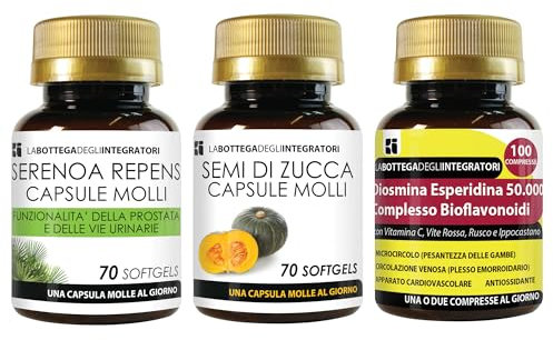 SERENOA REPENS 70 GÉLULES - GRAINES DE COURGE 70 GÉLULES - DIOSMINE HESPÉRIDINE BIOFLAVONOÏDES 100 COMPRIMÉS | CIRCULATION PROSTATIQUE MICROCIRCULATION HÉMORROÏDES