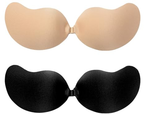 Arvoni Klebe BH Push Up 2 Stück, Trägerloser BH ohne Träger, Wiederverwendbarer Enthalten Unsichtbarer Silikon, Hautfreundlicher Sticky Strapless Bra für Brautkleid und rückenfreie Kleidung